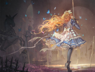 обоя аниме, alice in wonderland, white, datura