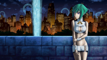 Картинка аниме город +улицы +здания девушка фон