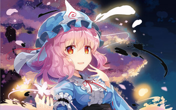 Картинка аниме touhou девушка взгляд фон