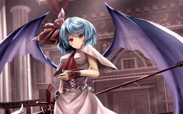 Картинка аниме touhou девушка взгляд фон