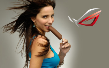 Картинка компьютеры asus взгляд логотип девушка фон