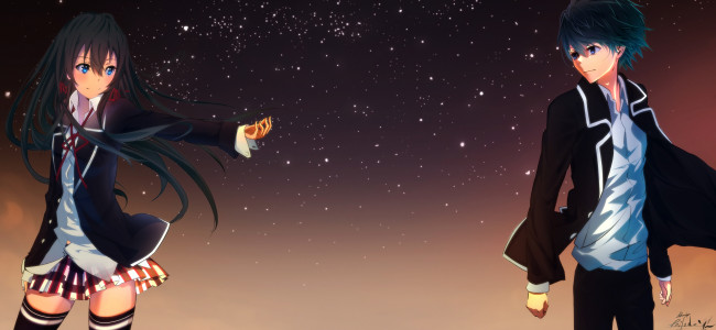 Обои картинки фото аниме, oregairu, двое