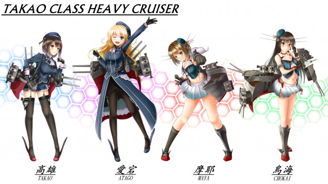 Обои картинки фото аниме, kantai collection, фон, взгляд, девушки