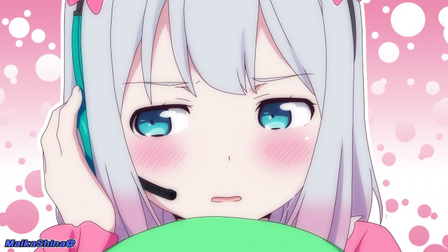 Обои картинки фото аниме, eromanga-sensei, взгляд, фон, девушка