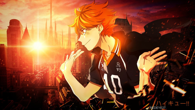 Обои картинки фото аниме, haikyuu, хината, сё