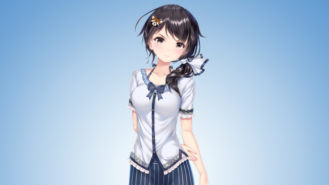 Обои картинки фото аниме, unknown,  другое, фон, взгляд, девушка