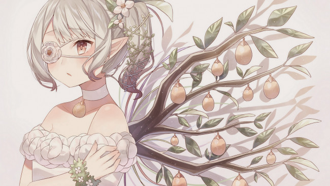 Обои картинки фото аниме, животные,  существа, девушка