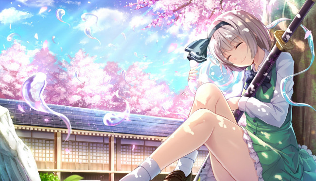 Обои картинки фото аниме, touhou, девушка, взгляд, фон