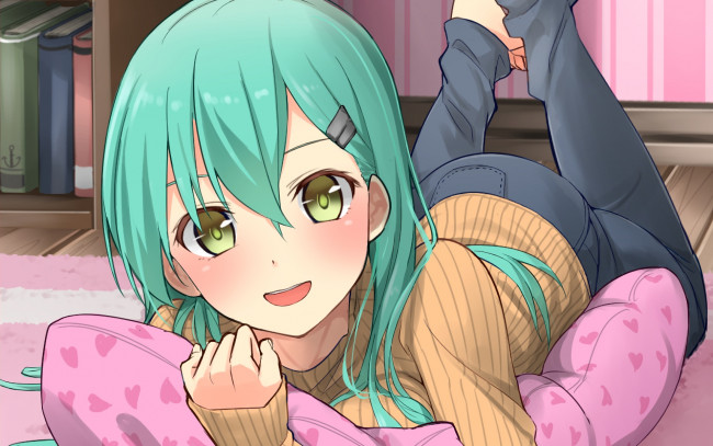 Обои картинки фото аниме, kantai collection, фон, взгляд, девушки