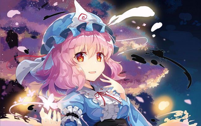 Обои картинки фото аниме, touhou, девушка, взгляд, фон