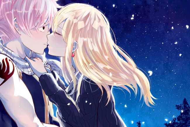 Обои картинки фото аниме, fairy tail, пара