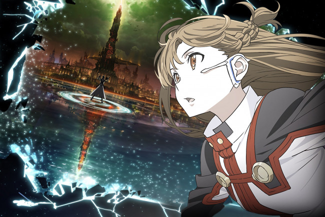 Обои картинки фото аниме, sword art online, фон, взгляд, девушка