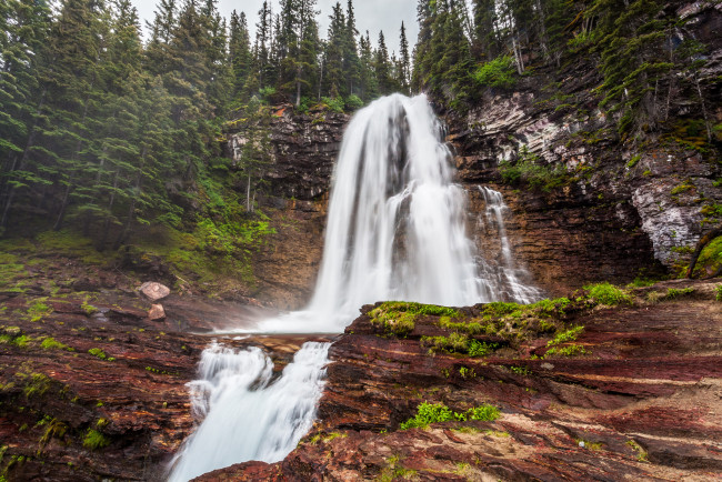 Обои картинки фото природа, водопады, водопад, река, лес