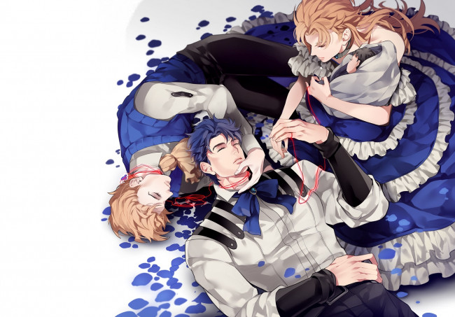 Обои картинки фото аниме, jojo`s bizarre adventure, парни, девушка