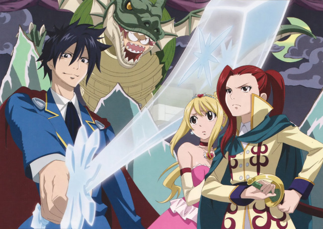 Обои картинки фото аниме, fairy tail, хвост, феи