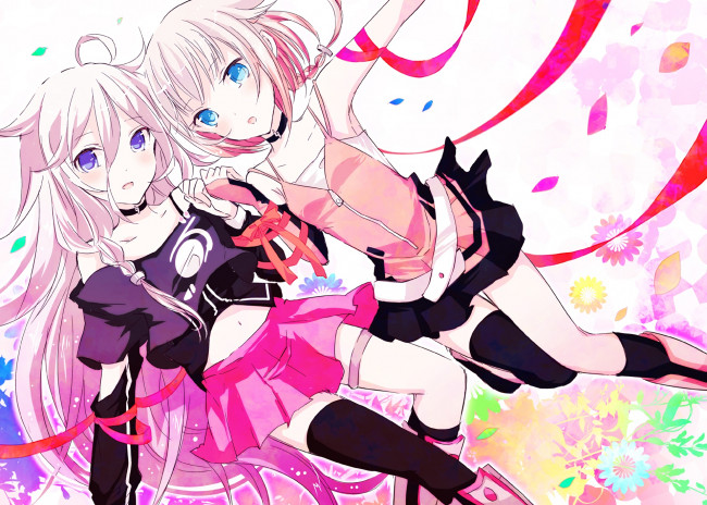 Обои картинки фото аниме, vocaloid, фон, взгляд, девушки