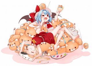 Картинка аниме touhou девушка фон взгляд