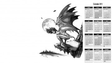 Картинка календари фэнтези существо крылья