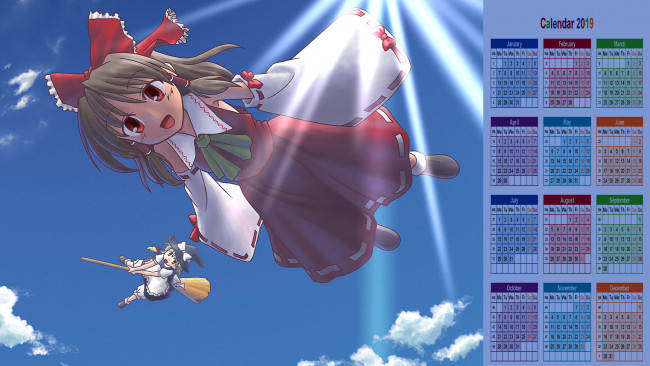 Обои картинки фото календари, аниме, взгляд, девочка, полет
