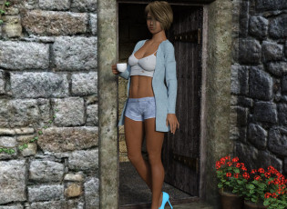 Картинка 3д+графика люди+ people фон взгляд девушка