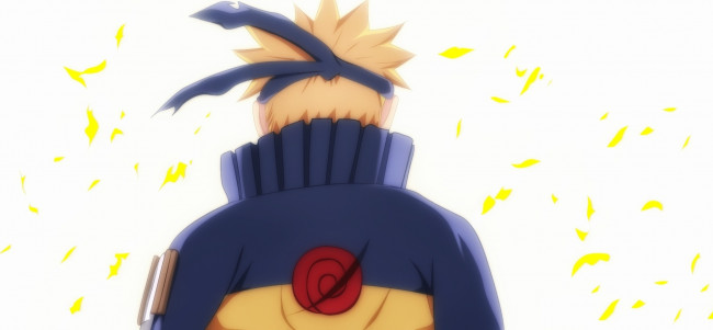 Обои картинки фото аниме, naruto, наруто, узумаки, спина, лепестки