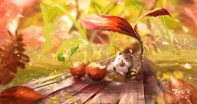 Обои картинки фото рисованное, животные, малыш