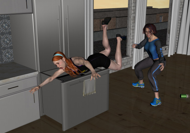 Обои картинки фото 3д графика, люди , people, фон, взгляд, девушки