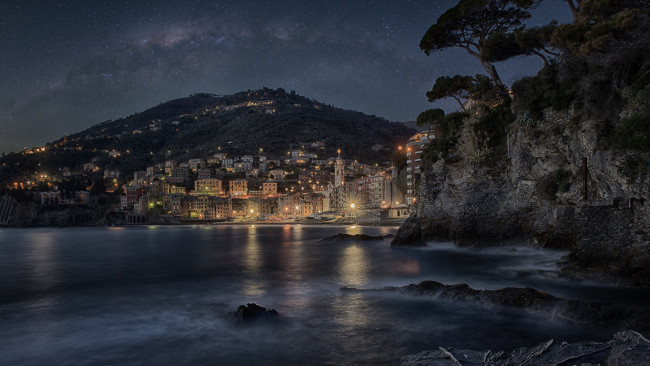 Обои картинки фото монтре&, 776,  швейцария, города, - огни ночного города, гора, город, ночь, огни