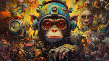 Картинка фэнтези роботы +киборги +механизмы животное киборг