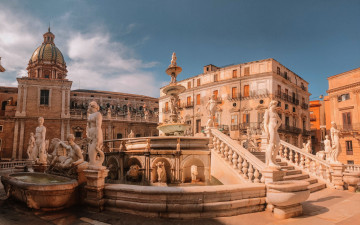 Картинка the+praetorian+fountain +palermo italy города -+фонтаны the praetorian fountain palermo