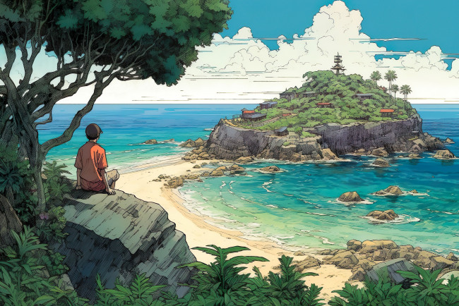 Обои картинки фото аниме, пейзажи,  природа, побережье