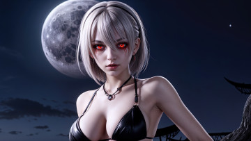 Картинка vampire+girl+art+04+by+biovolkvk 3д+графика фантазия+ fantasy vampire girl horror hd dark art undead biovolkvk