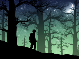 Картинка векторная графика лес человек