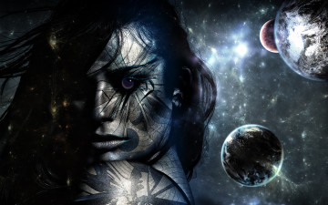 Картинка 3д графика 3d eyes глаза глаз небо планеты