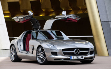 Картинка автомобили mercedes benz sls amg gullwing doors