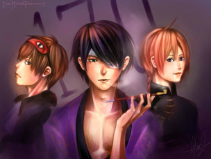 Картинка аниме gintama kamui okita sougo takasugi shinsuke