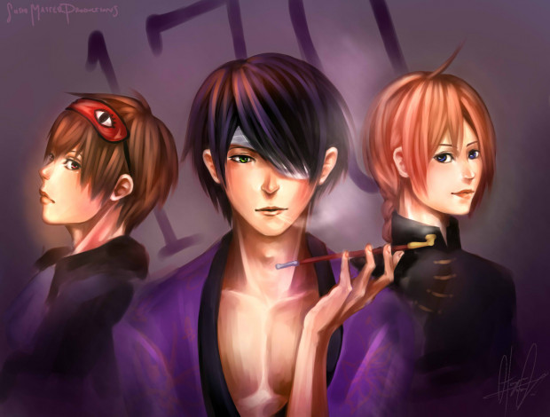 Обои картинки фото аниме, gintama, kamui, okita, sougo, takasugi, shinsuke
