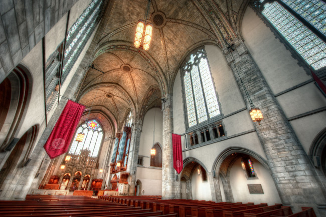 Обои картинки фото rockefeller, memorial, chapel, интерьер, убранство, роспись, храма, chicago