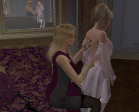 обоя 3д графика, people , люди, комната, девушки