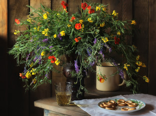 Картинка цветы луговые+ полевые +цветы сушки букет