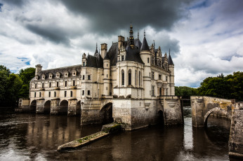 Картинка chenonceau +france города замки+франции парк водоем замок