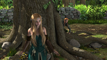 Картинка 3д+графика people+ люди взгляд девушка дерево блондинка