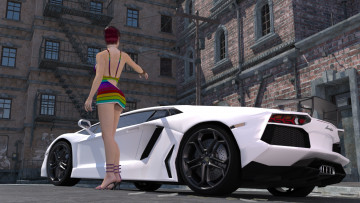 Картинка автомобили 3d+car&girl автомобиль девушка