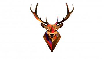 Картинка рисованные минимализм цвет графика рога олень