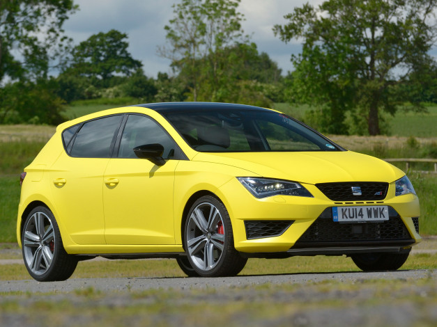Обои картинки фото автомобили, seat, leоn, cupra, 280, uk-spec, 5f, 2014, г, желтый