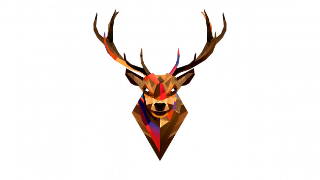 Обои картинки фото рисованные, минимализм, цвет, графика, рога, олень