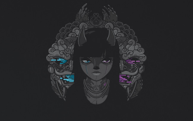 Обои картинки фото рисованные, минимализм, фон, взгляд, лицо