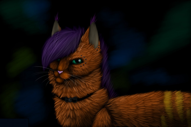 Обои картинки фото рисованные, животные,  сказочные,  мифические, кот, взгляд