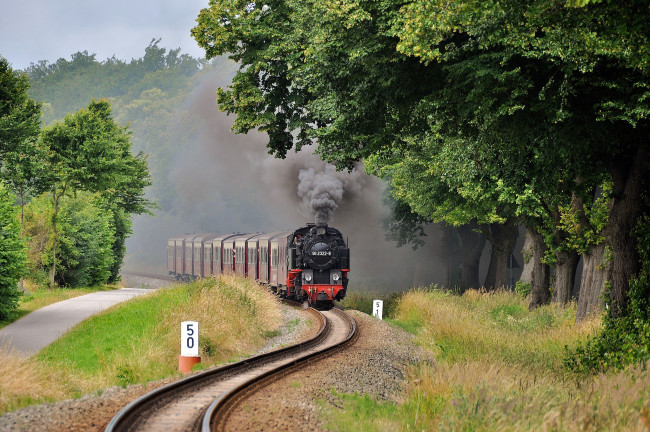 Обои картинки фото техника, паровозы, паровоз, рельсы, дорога, железная