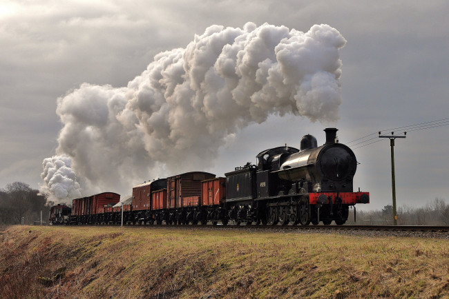 Обои картинки фото техника, паровозы, паровоз, рельсы, дорога, железная